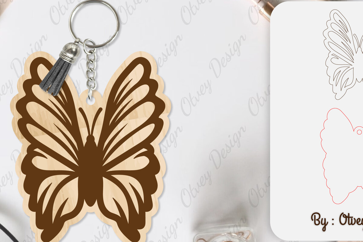 Σετ των 3 Intra απο ξύλο plywood 3mm-4mm πάχος Μπρελόκ Butterfly  Δίασταση 6x6 cm INTRAFABR-101181591