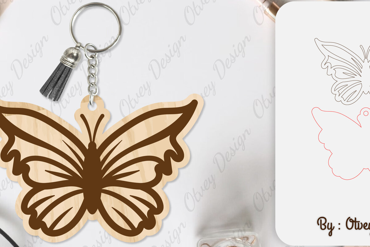 Σετ των 3 Intra απο ξύλο plywood 3mm-4mm πάχος Μπρελόκ Butterfly  Δίασταση 6x6 cm INTRAFABR-101181602