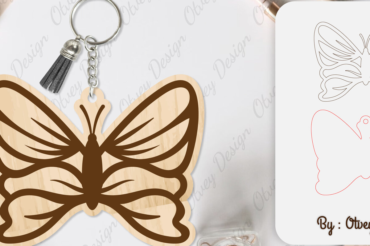 Σετ των 3 Intra απο ξύλο plywood 3mm-4mm πάχος Μπρελόκ Butterfly  Δίασταση 6x6 cm INTRAFABR-101181636