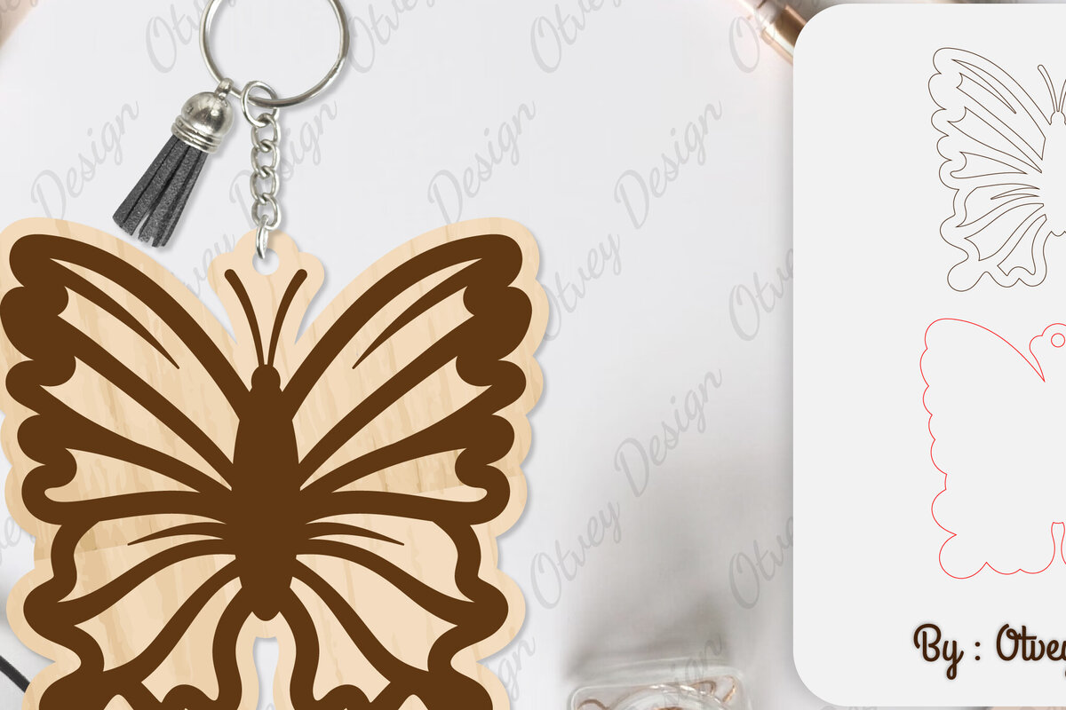 Σετ των 3 Intra απο ξύλο plywood 3mm-4mm πάχος Μπρελόκ Butterfly  Δίασταση 6x6 cm INTRAFABR-101181660