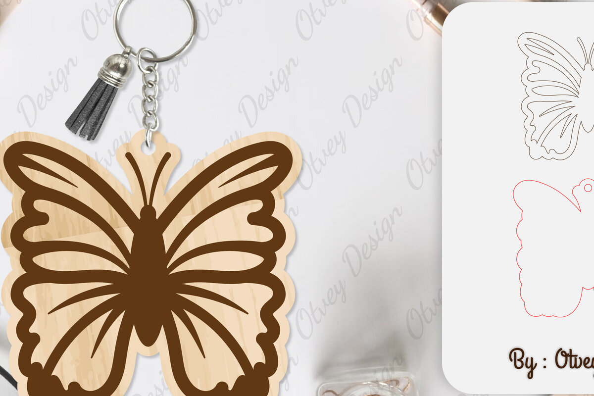 Σετ των 3 Intra απο ξύλο plywood 3mm-4mm πάχος Μπρελόκ Butterfly  Δίασταση 6x6 cm INTRAFABR-101181686