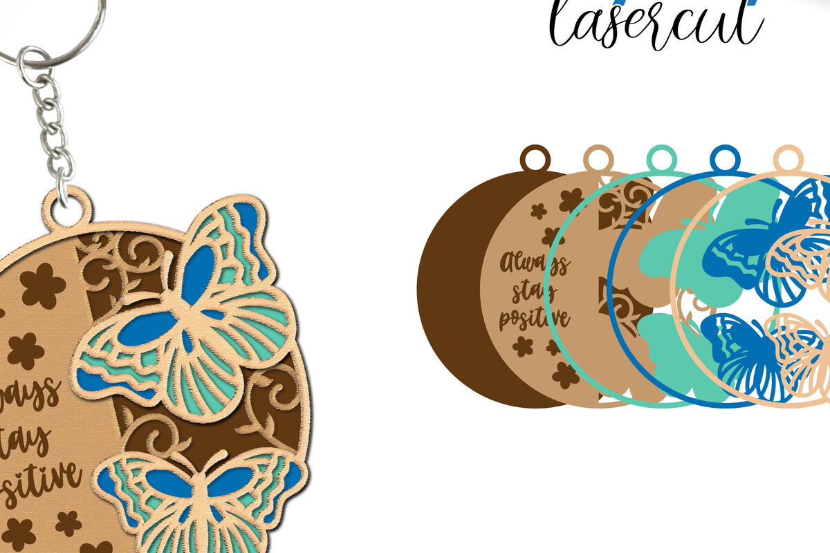 Σετ των 3 Intra απο ξύλο plywood 3mm-4mm πάχος Μπρελόκ Butterfly  Δίασταση 6x6 cm INTRAFABR-98932260