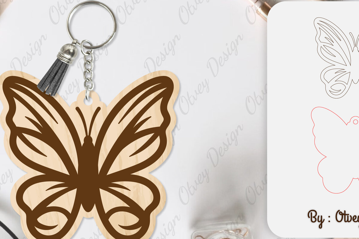 Σετ των 3 Intra απο ξύλο plywood 3mm-4mm πάχος Μπρελόκ Butterfly  Δίασταση 6x6 cm INTRAFABR-101181529