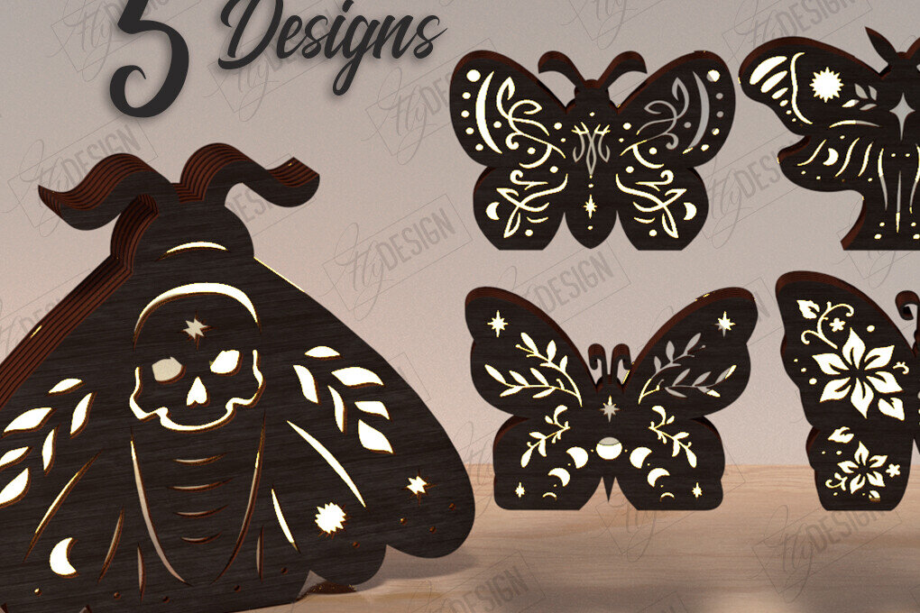 Intra απο ξύλο plywood 3mm-4mm πάχος λάμπα πεταλούδας | CNC Δίασταση 30x20 cm INTRAFABR-120990130