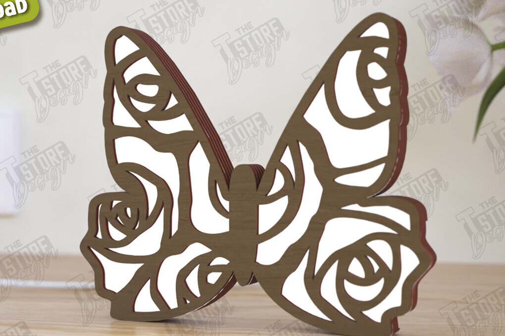 Σετ των 2 Intra απο ξύλο plywood 3mm-4mm πάχος Λάμπα πεταλούδας | Λάμπα επιφάνειας εργασίας Δίασταση 15x15 cm INTRAFABR-120989059