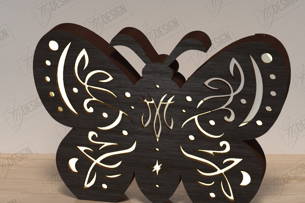 Intra απο ξύλο plywood 3mm-4mm πάχος Λάμπα πεταλούδας |μυστικό σχέδιο Δίασταση 30x20 cm INTRAFABR-120987767