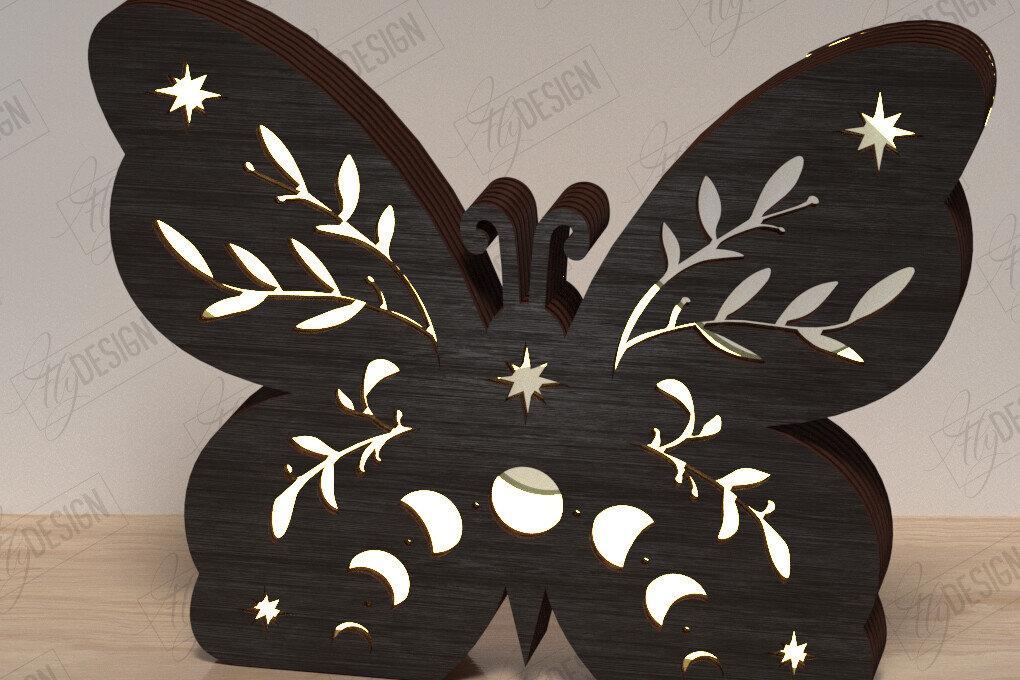 Intra απο ξύλο plywood 3mm-4mm πάχος Λάμπα πεταλούδας |μυστικό σχέδιο Δίασταση 30x20 cm INTRAFABR-120987751