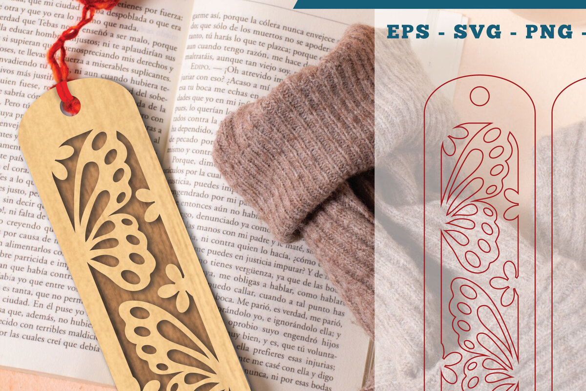 Σετ των 2 Intra απο ξύλο plywood 3mm-4mm πάχος Σελιδοδείκτες κοπής με λέιζερ πεταλούδας 3 Δίασταση 15x15 cm INTRAFABR-112991116