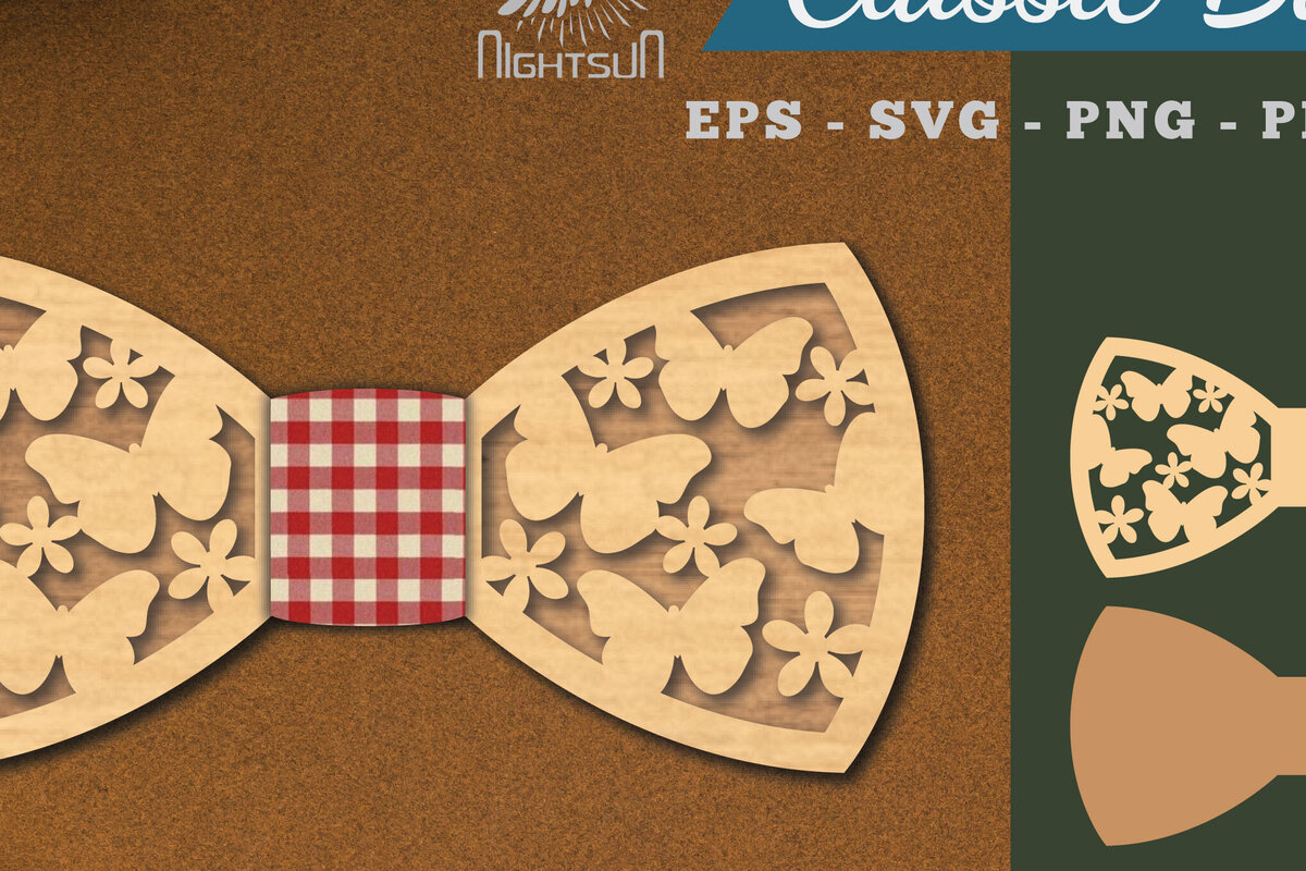 Σετ των 2 Intra απο ξύλο plywood 3mm-4mm πάχος Παπιγιόν κοπής με λέιζερ πεταλούδα 1 Δίασταση 15x15 cm INTRAFABR-112131385