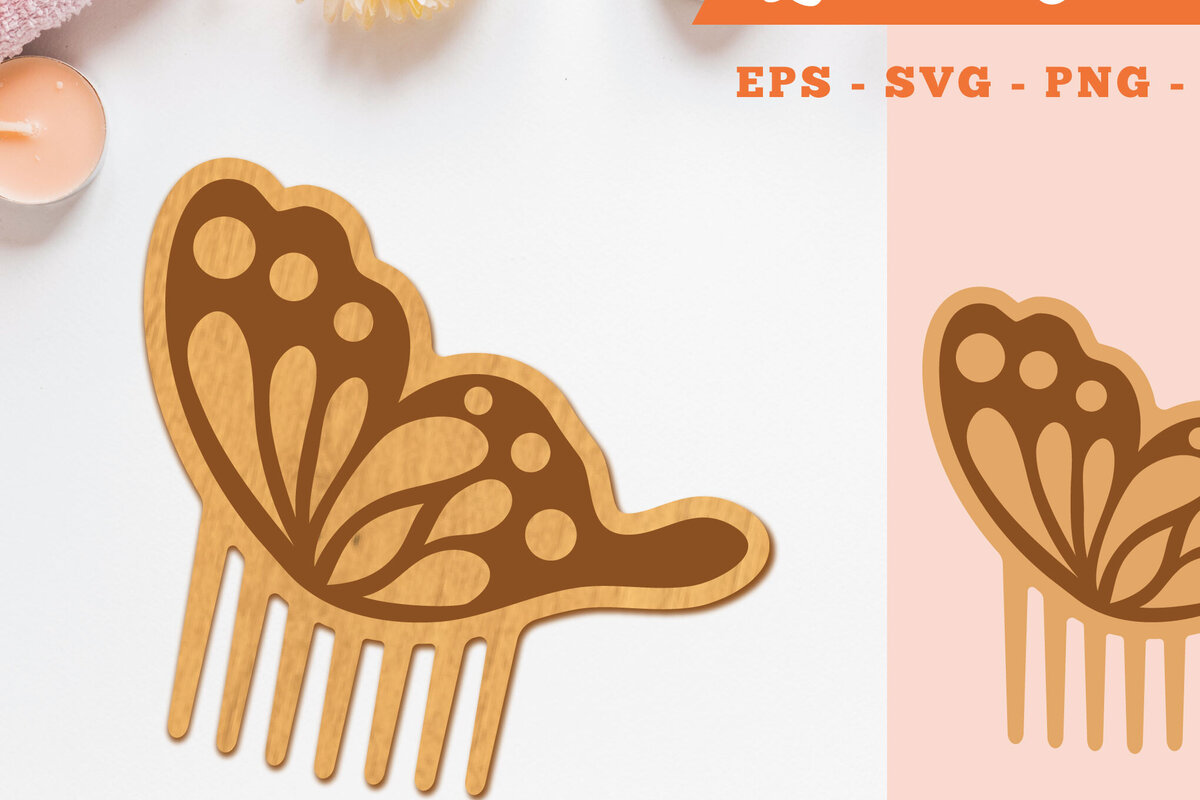 Σετ των 2 Intra απο ξύλο plywood 3mm-4mm πάχος Χτένα κοπής με λέιζερ πεταλούδας 6 Δίασταση 15x15 cm INTRAFABR-105415112