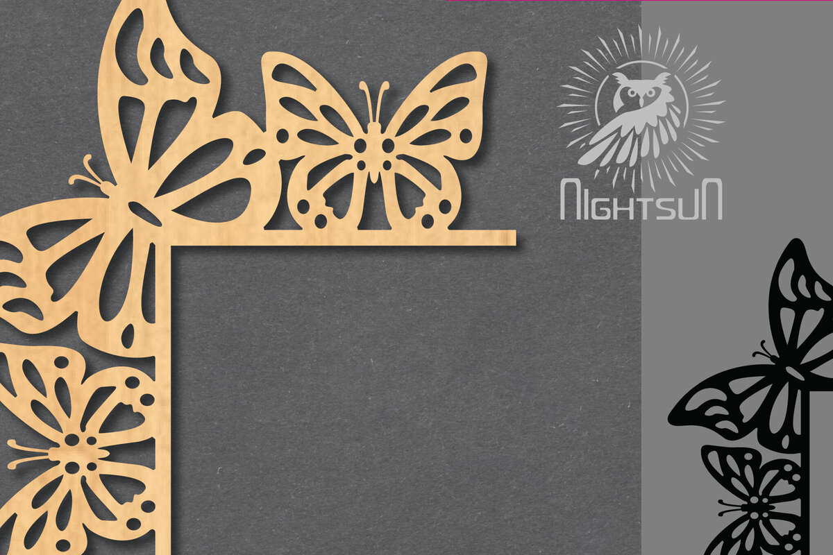 Σετ των 2 Intra απο ξύλο plywood 3mm-4mm πάχος Γωνία κοπής με λέιζερ πεταλούδας 1 Δίασταση 15x15 cm INTRAFABR-122932334