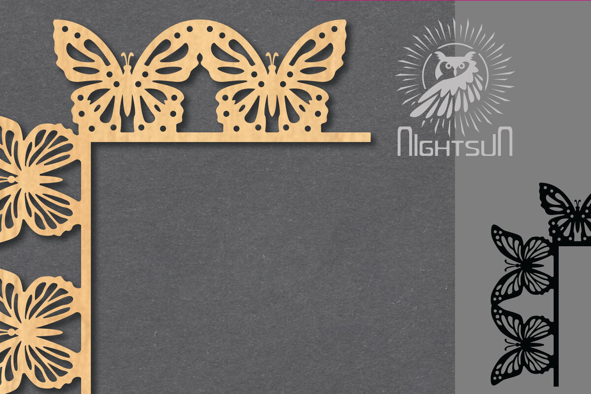 Σετ των 2 Intra απο ξύλο plywood 3mm-4mm πάχος Γωνία κοπής με λέιζερ πεταλούδας 3 Δίασταση 15x15 cm INTRAFABR-122932397