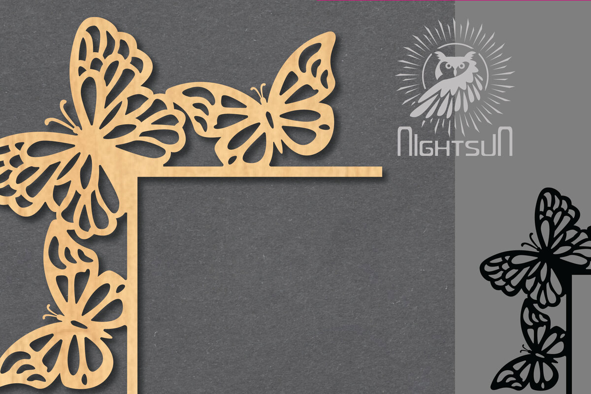 Σετ των 2 Intra απο ξύλο plywood 3mm-4mm πάχος Γωνία κοπής με λέιζερ πεταλούδας 4 Δίασταση 15x15 cm INTRAFABR-122932423