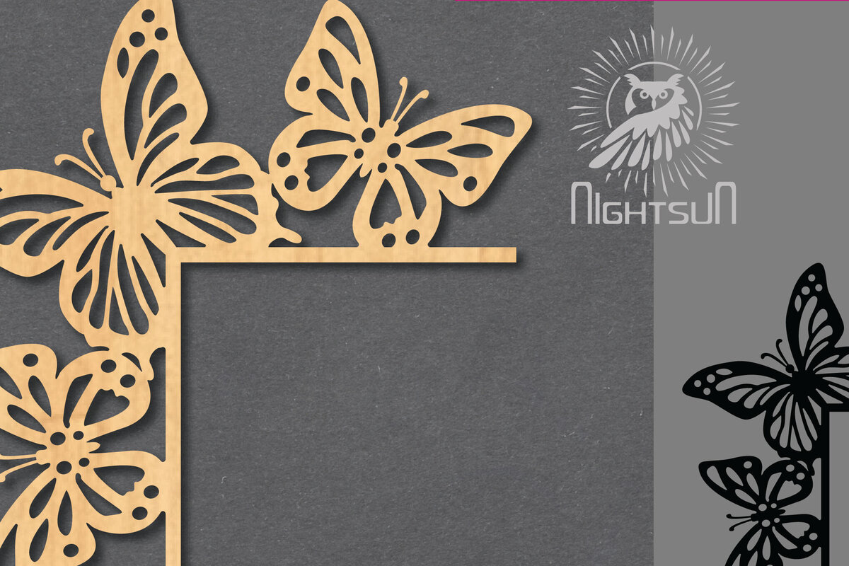 Σετ των 2 Intra απο ξύλο plywood 3mm-4mm πάχος Γωνία κοπής με λέιζερ πεταλούδας 5 Δίασταση 15x15 cm INTRAFABR-122932445