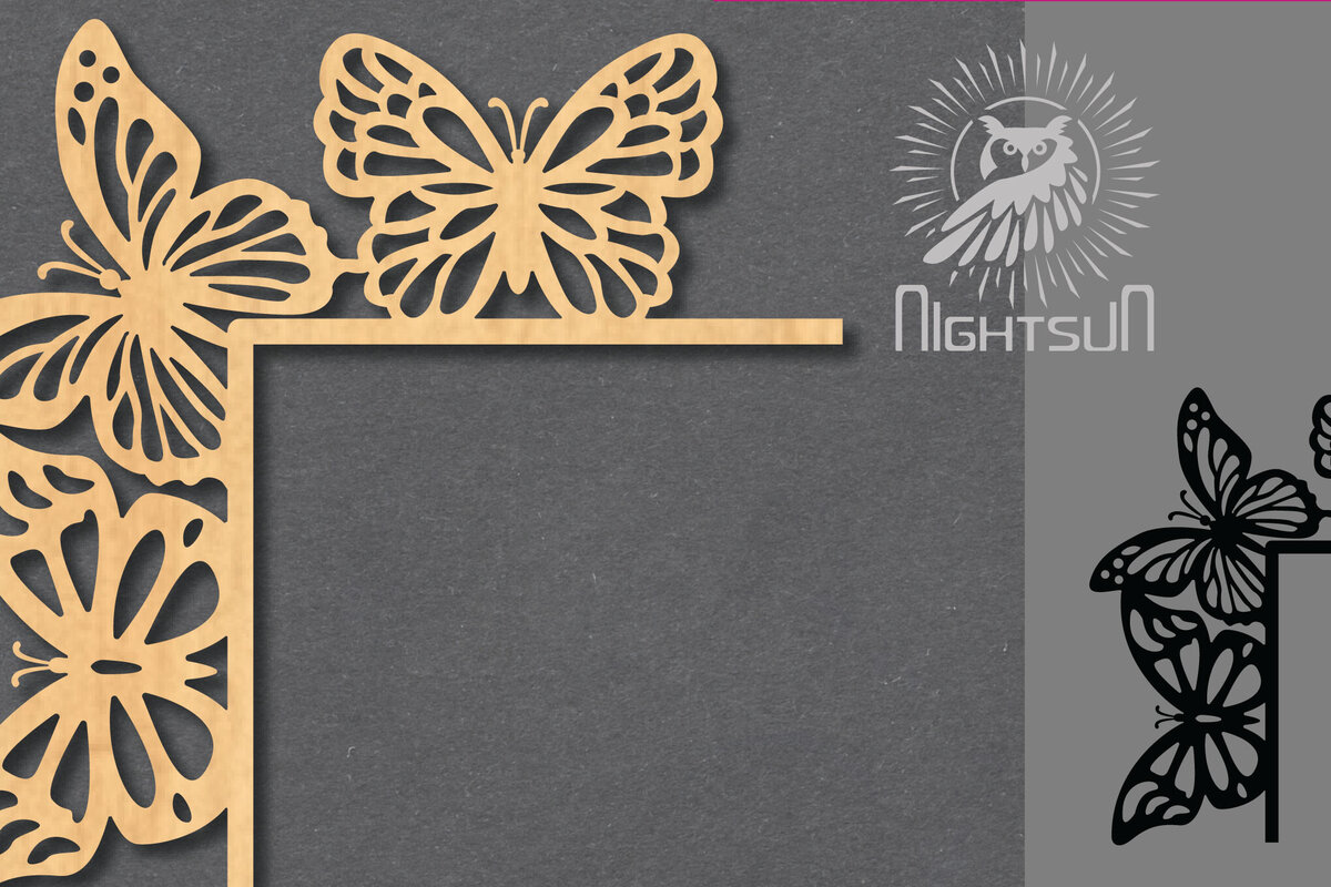 Σετ των 2 Intra απο ξύλο plywood 3mm-4mm πάχος Γωνία κοπής με λέιζερ πεταλούδας 6 Δίασταση 15x15 cm INTRAFABR-122932462