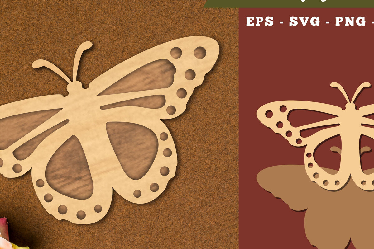 Σετ των 2 Intra απο ξύλο plywood 3mm-4mm πάχος Διακόσμηση κοπής με λέιζερ πεταλούδας 1 Δίασταση 15x15 cm INTRAFABR-111785610