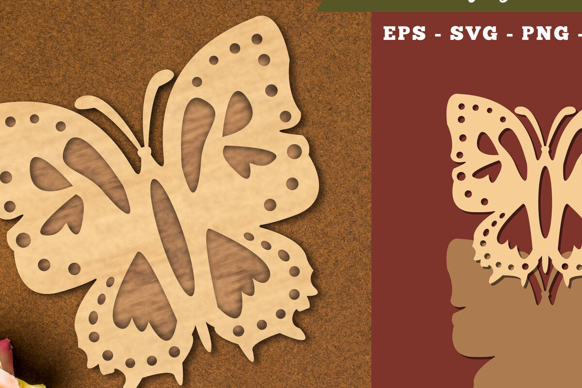 Σετ των 2 Intra απο ξύλο plywood 3mm-4mm πάχος Διακόσμηση κοπής με λέιζερ πεταλούδας 2 Δίασταση 15x15 cm INTRAFABR-111785640