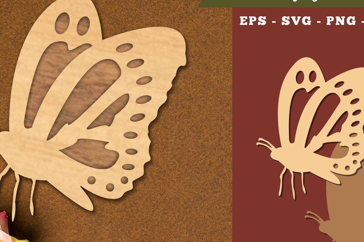 Σετ των 2 Intra απο ξύλο plywood 3mm-4mm πάχος Διακόσμηση κοπής με λέιζερ πεταλούδας 4 Δίασταση 15x15 cm INTRAFABR-111785698