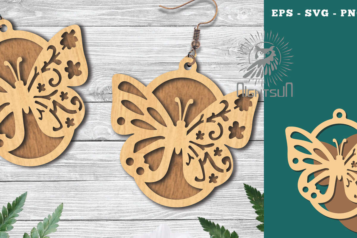 Σετ των 3 Intra απο ξύλο plywood 3mm-4mm πάχος Σκουλαρίκια κομμένα με λέιζερ πεταλούδα 5 Δίασταση 3x3 cm INTRAFABR-123580817