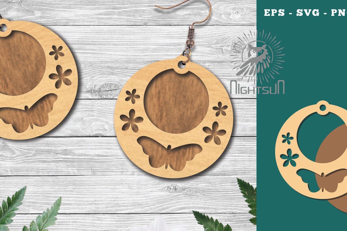 Σετ των 3 Intra απο ξύλο plywood 3mm-4mm πάχος Σκουλαρίκια κομμένα με λέιζερ πεταλούδα Δίασταση 3x3 cm INTRAFABR-114790984