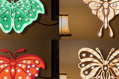 Intra απο ξύλο plywood 3mm-4mm πάχος Led Light Cut Butterfly  Δίασταση 15x15 cm INTRAFABR-100171067