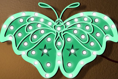 Σετ των 2 Intra απο ξύλο plywood 3mm-4mm πάχος Butterfly Led Night Light Δίασταση 15x15 cm INTRAFABR-100113926