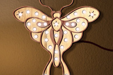 Σετ των 2 Intra απο ξύλο plywood 3mm-4mm πάχος Butterfly Led Night Light Δίασταση 15x15 cm INTRAFABR-100113933