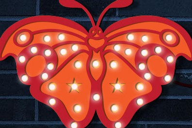 Σετ των 2 Intra απο ξύλο plywood 3mm-4mm πάχος Butterfly Led Night Light Δίασταση 15x15 cm INTRAFABR-100113941