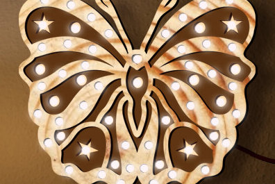Σετ των 2 Intra απο ξύλο plywood 3mm-4mm πάχος Butterfly Led Night Light Δίασταση 15x15 cm INTRAFABR-100113918