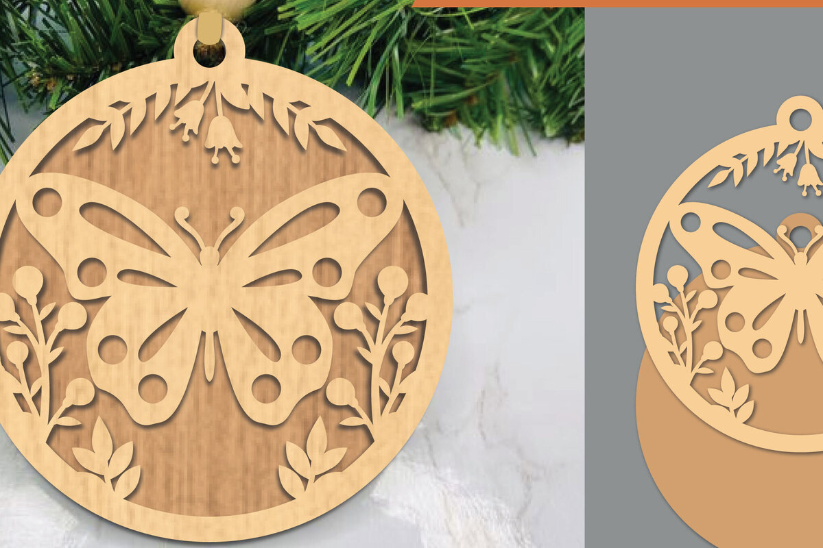 Σετ των 3 Intra απο ξύλο plywood 3mm-4mm πάχος Στολίδι κοπής με λέιζερ πεταλούδας 1 Δίασταση 8x8 cm INTRAFABR-106023999