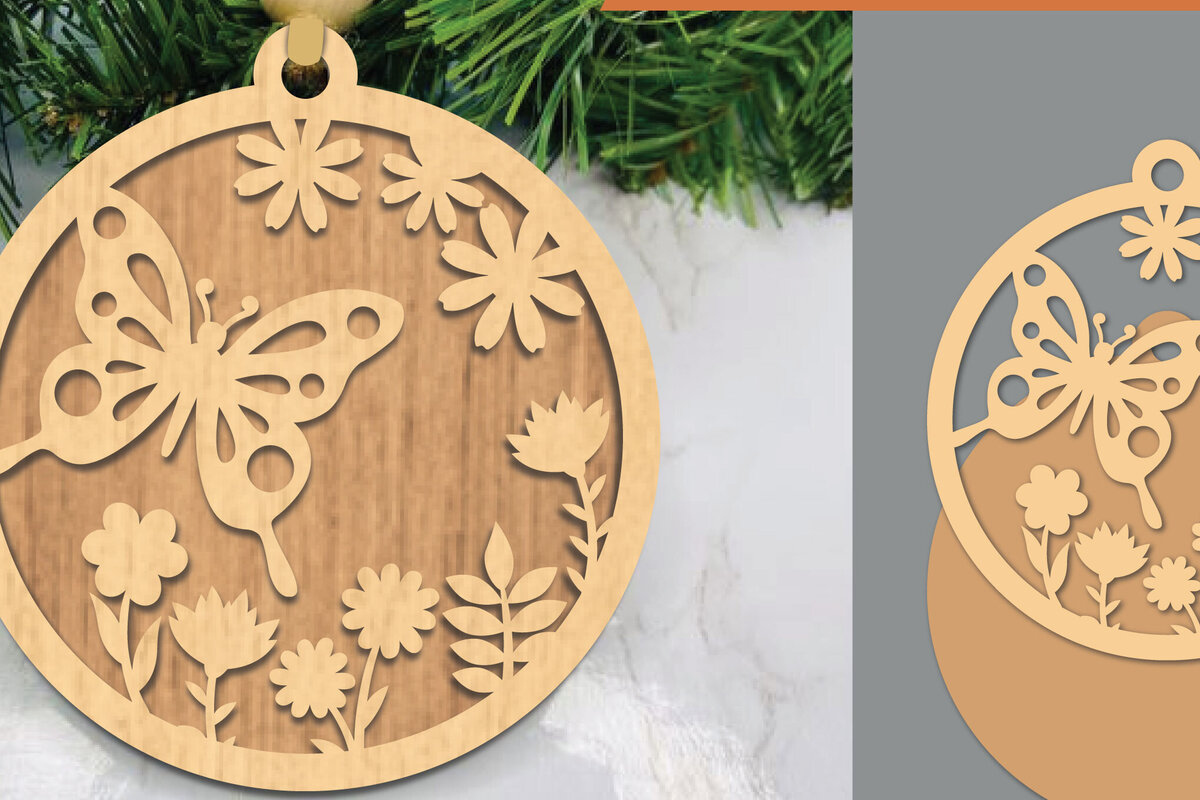 Σετ των 3 Intra απο ξύλο plywood 3mm-4mm πάχος Στολίδι κοπής με λέιζερ πεταλούδας 2 Δίασταση 8x8 cm INTRAFABR-106024026