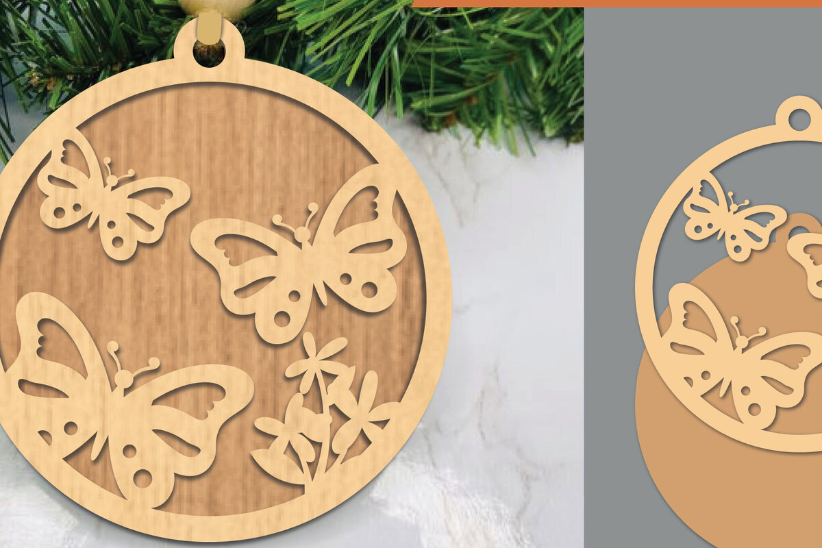 Σετ των 3 Intra απο ξύλο plywood 3mm-4mm πάχος Στολίδι κοπής με λέιζερ πεταλούδας 3 Δίασταση 8x8 cm INTRAFABR-106024089