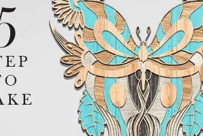 Intra απο ξύλο plywood 3mm-4mm πάχος Butterfly , Wall Art Design Δίασταση 40x40 cm INTRAFABR-37833194