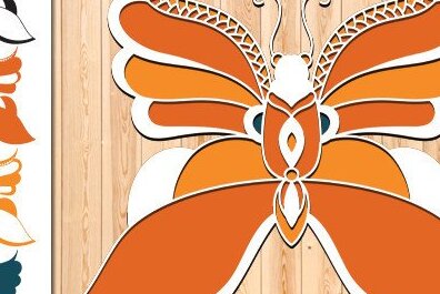 Intra απο ξύλο plywood 3mm-4mm πάχος Butterfly , Τέχνη διακόσμησης τοίχου Δίασταση 30x20 cm INTRAFABR-36954691