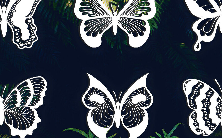 Σετ των 2 Intra απο ξύλο plywood 3mm-4mm πάχος λέιζερ πεταλούδας/χαρτί κοπής Δίασταση 15x15 cm INTRAFABR-72441404