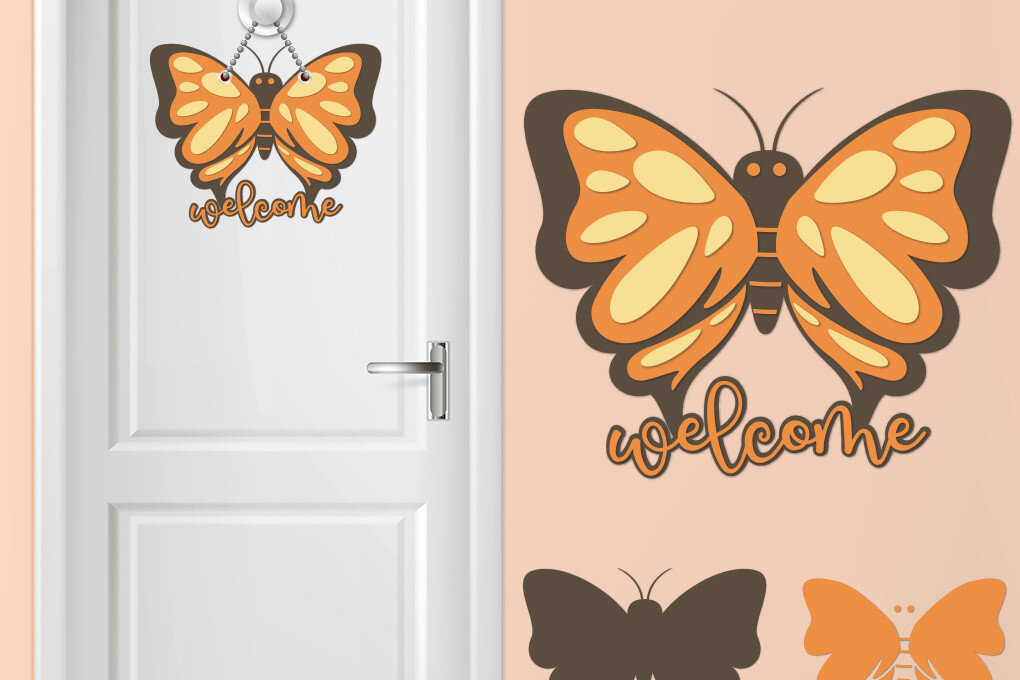 Intra απο ξύλο plywood 3mm-4mm πάχος Κρεμάστρα πόρτας με στρώσεις πεταλούδας Δίασταση 30x20 cm INTRAFABR-29298413