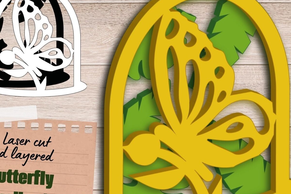 Intra απο ξύλο plywood 3mm-4mm πάχος Τέχνη τοίχου με στρώματα πεταλούδας, Insect Δίασταση 30x20 cm INTRAFABR-90207592