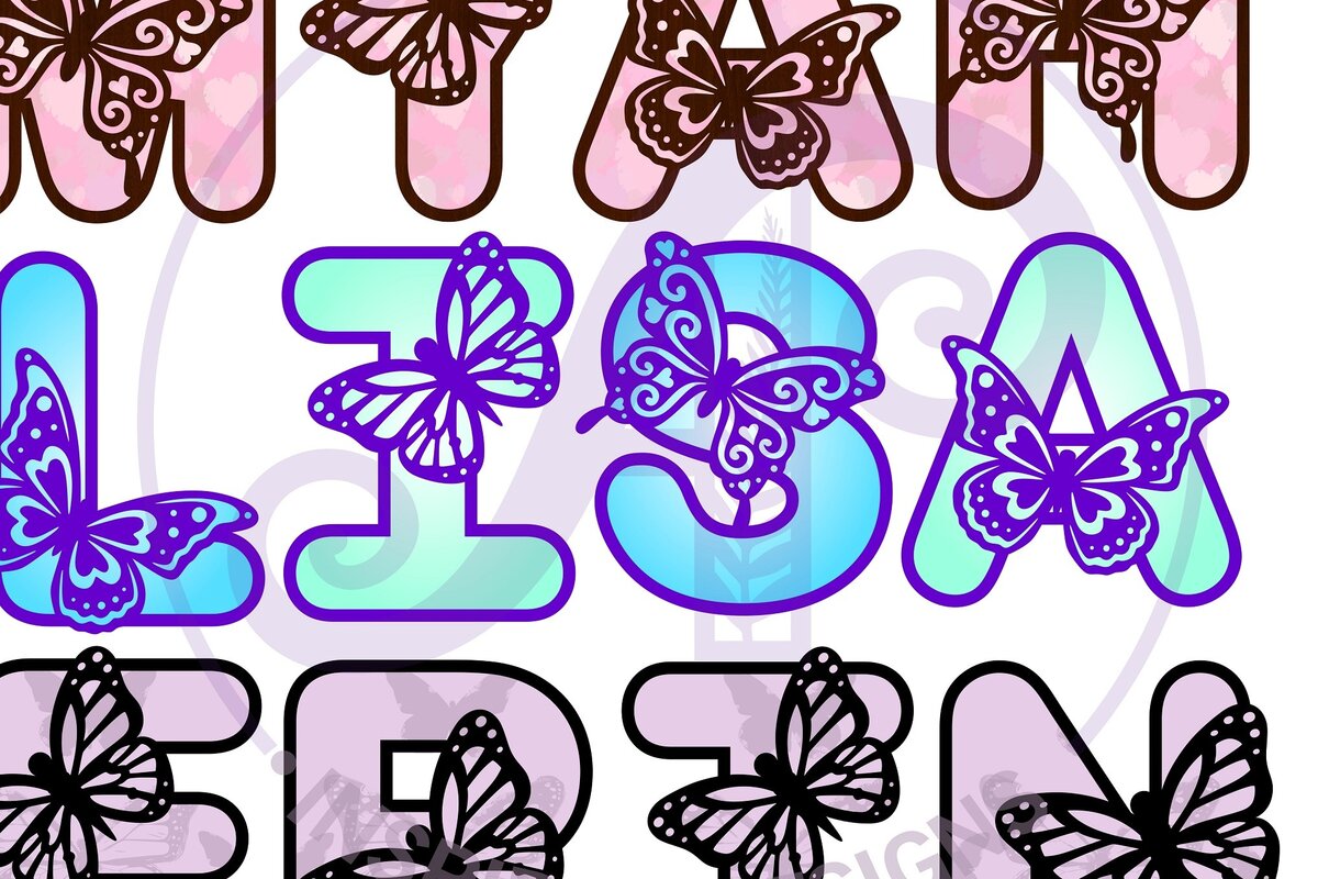 Σετ των 3 Intra απο ξύλο plywood 3mm-4mm πάχος Butterfly Letters Alphabet 60 Δίασταση 5x5 cm INTRAFABR-68357769