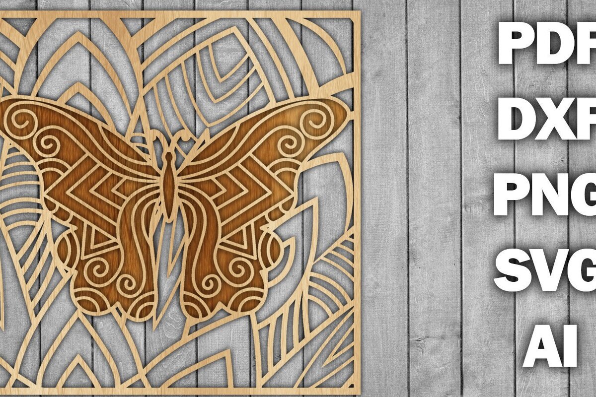 Intra απο ξύλο plywood 3mm-4mm πάχος Butterfly Mandala /Ξυλοκόψιμο Δίασταση 30x30 cm INTRAFABR-39361148