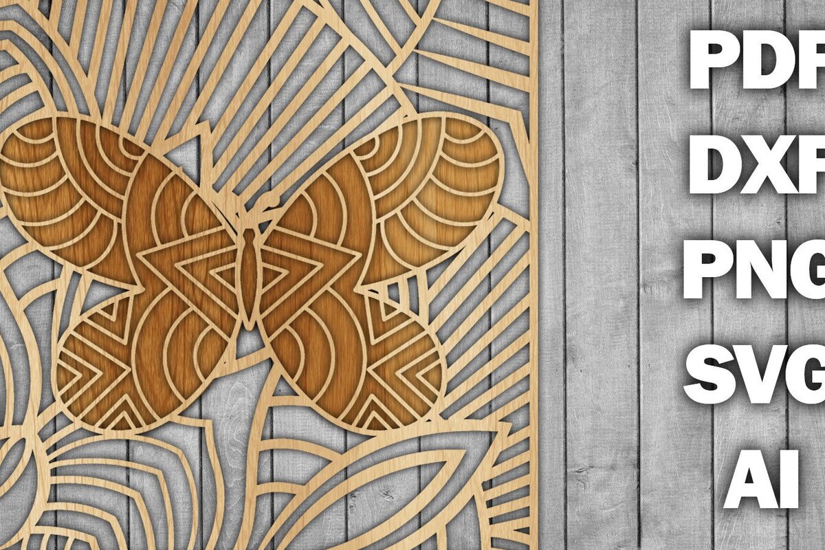 Intra απο ξύλο plywood 3mm-4mm πάχος Butterfly Mandala /Ξυλοκόψιμο Δίασταση 30x30 cm INTRAFABR-39361151