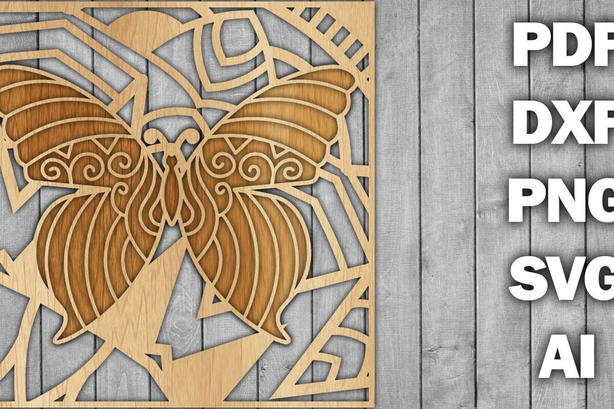 Intra απο ξύλο plywood 3mm-4mm πάχος Butterfly Mandala /Ξυλοκόψιμο Δίασταση 30x30 cm INTRAFABR-39361154