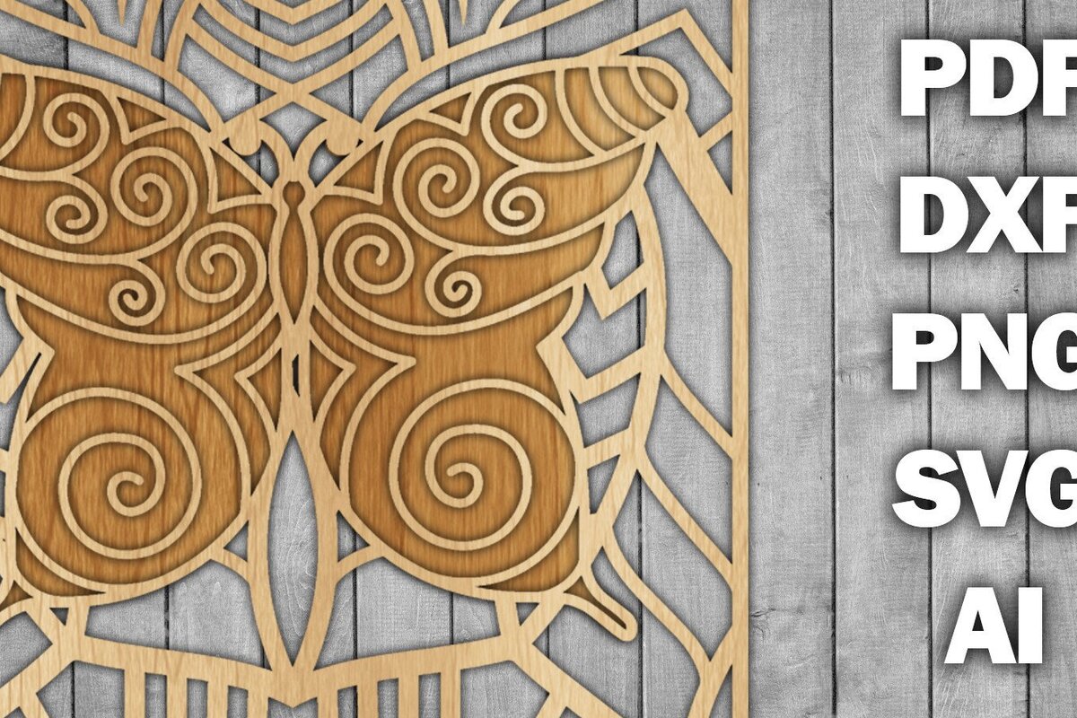Intra απο ξύλο plywood 3mm-4mm πάχος Butterfly Mandala /Ξυλοκόψιμο Δίασταση 30x30 cm INTRAFABR-39361159