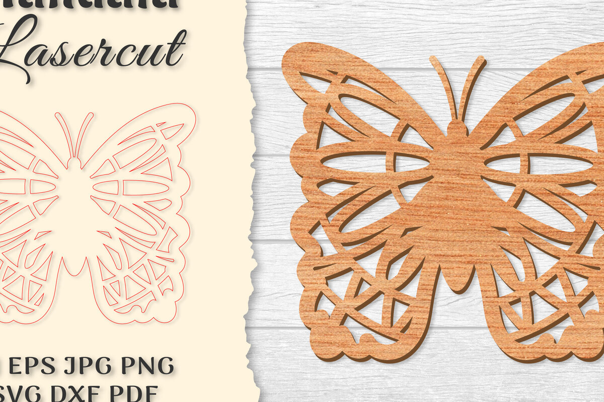 Intra απο ξύλο plywood 3mm-4mm πάχος Πεταλούδα Mandala  Δίασταση 30x30 cm INTRAFABR-121045389