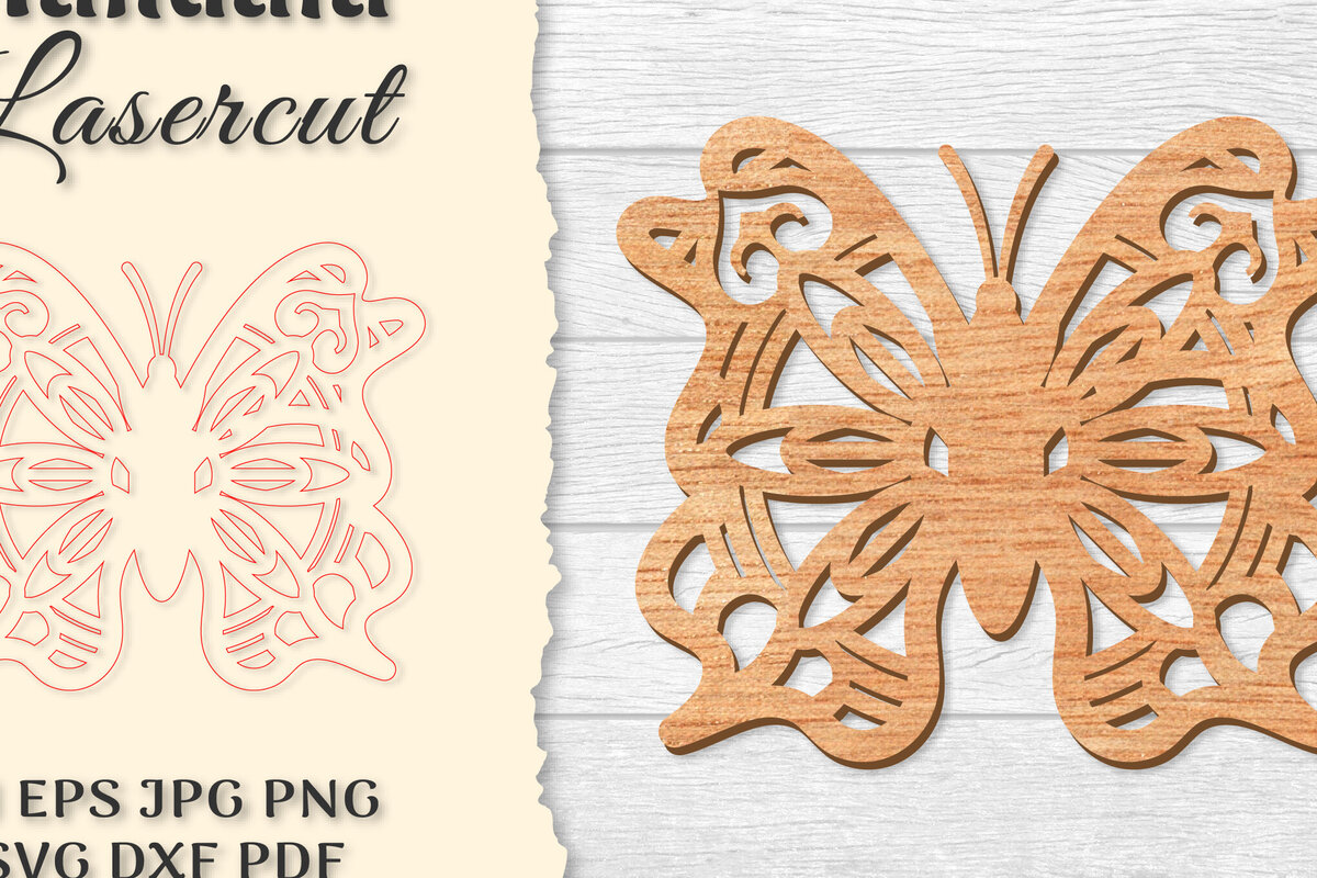 Intra απο ξύλο plywood 3mm-4mm πάχος Πεταλούδα Mandala  Δίασταση 30x30 cm INTRAFABR-121045402