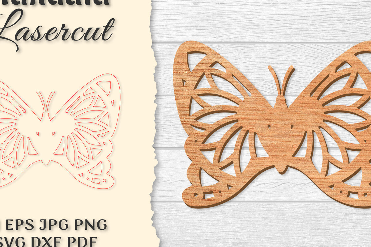 Intra απο ξύλο plywood 3mm-4mm πάχος Πεταλούδα Mandala  Δίασταση 30x30 cm INTRAFABR-121045386