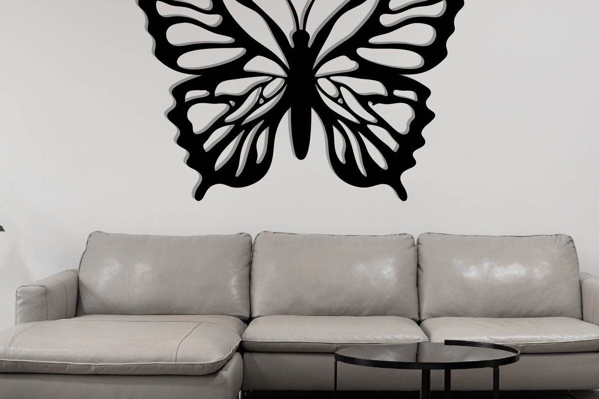 Intra απο ξύλο plywood 3mm-4mm πάχος Butterfly Μεταλλική διακόσμηση τοίχου Δίασταση 40x40 cm INTRAFABR-116406944