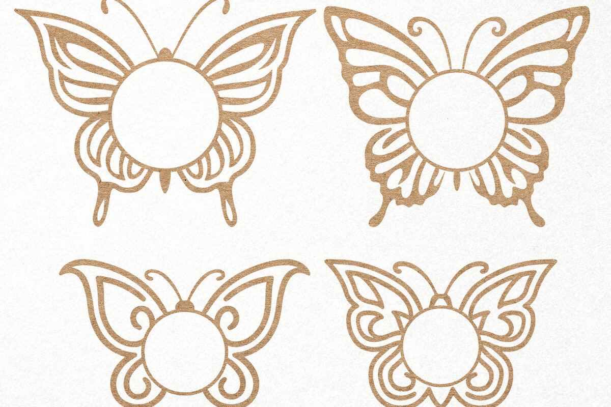 Σετ των 3 Intra απο ξύλο plywood 3mm-4mm πάχος Πλαίσιο μονόγραμμα πεταλούδας Cut  Δίασταση 7x7 cm INTRAFABR-103121182