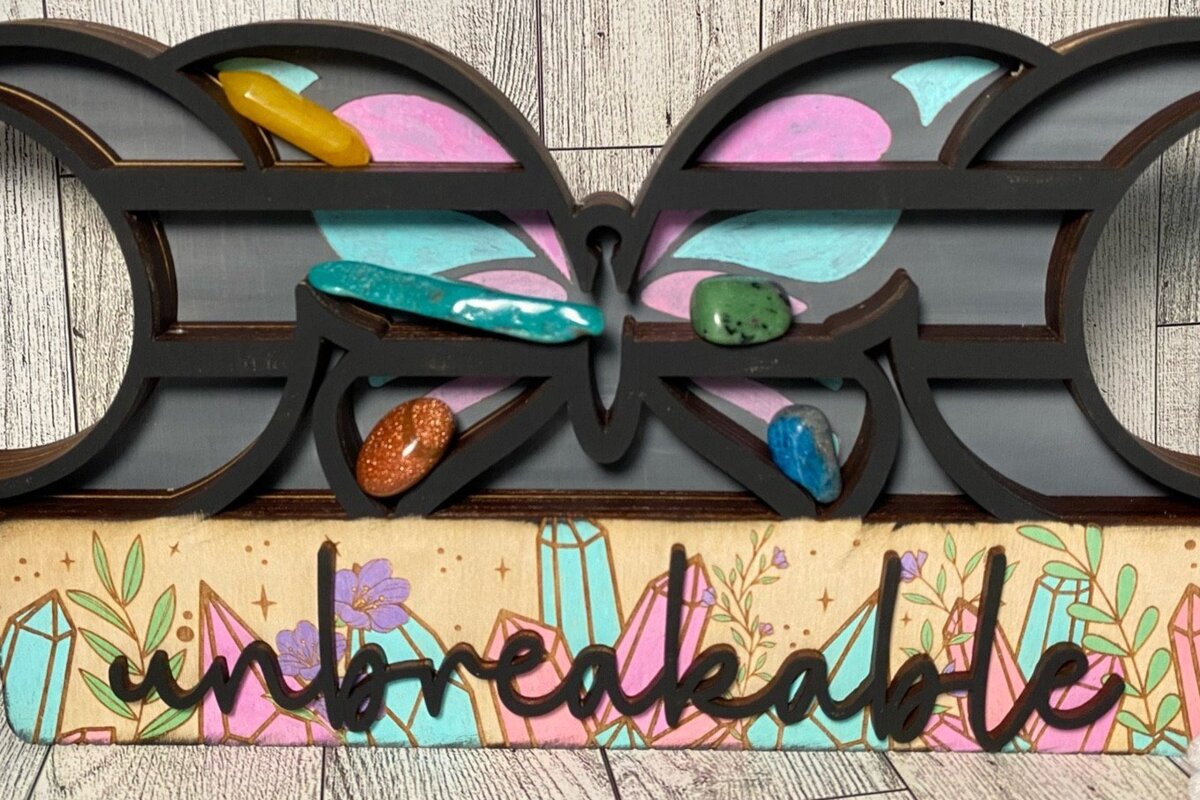 Intra απο ξύλο plywood 3mm-4mm πάχος Butterfly Moon Crystal Shelf  Δίασταση 30x20 cm INTRAFABR-36607234