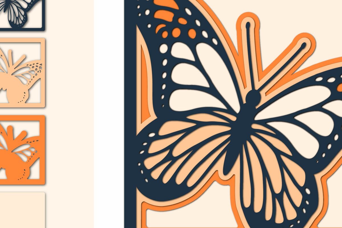 Σετ των 2 Intra απο ξύλο plywood 3mm-4mm πάχος Butterfly Multilayer Δίασταση 15x15 cm INTRAFABR-14771833