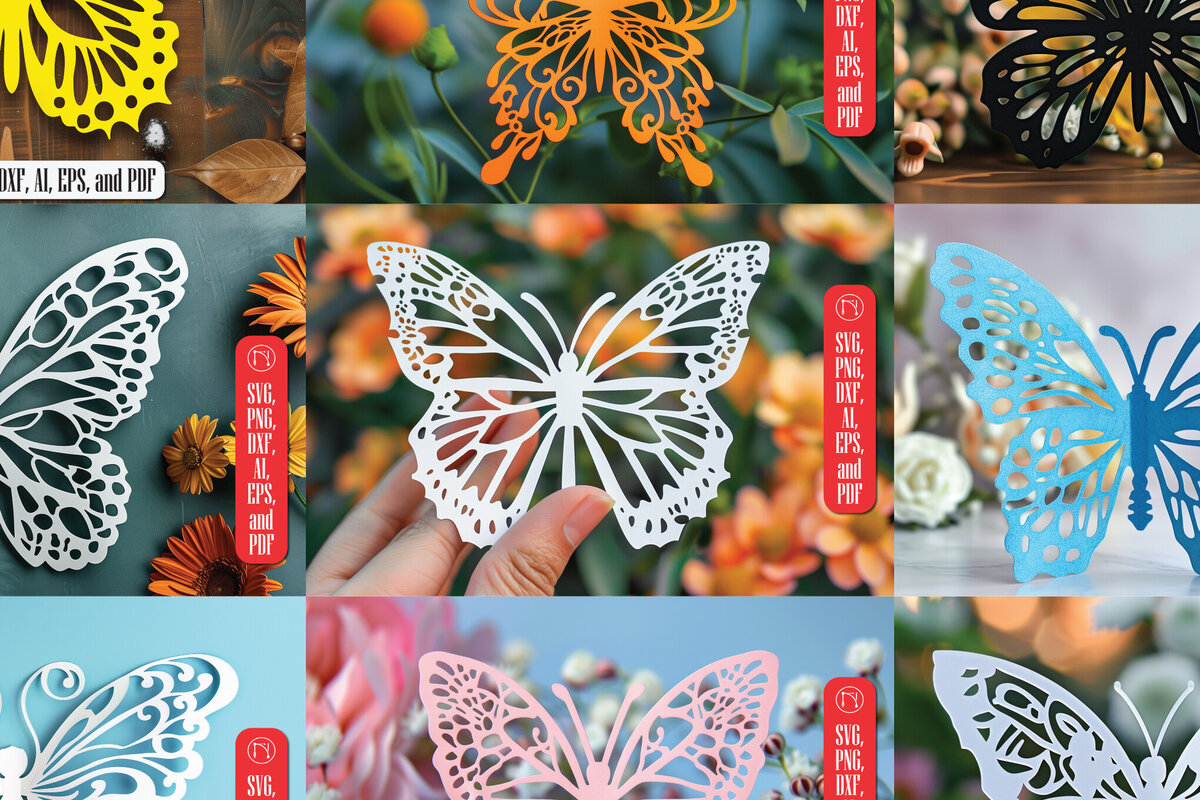 Σετ των 2 Intra απο ξύλο plywood 3mm-4mm πάχος προτύπων καρτών χάρτινη πεταλούδα Δίασταση 10x20 cm INTRAFABR-92259194